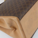 CELINE Macadam Canvas Hand Bag PVC Leather Brown Gold Auth 169099-15