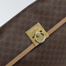 CELINE Macadam Canvas Hand Bag PVC Leather Brown Gold Auth 169099-18