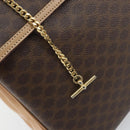CELINE Macadam Canvas Hand Bag PVC Leather Brown Gold Auth 169099-19