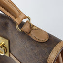 CELINE Macadam Canvas Hand Bag PVC Leather Brown Gold Auth 169099-9