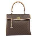 CELINE Macadam Canvas Hand Bag PVC Leather Brown Gold Auth 169099-13