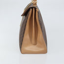 CELINE Macadam Canvas Hand Bag PVC Leather Brown Gold Auth 169099-3