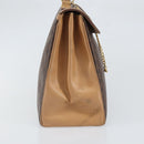 CELINE Macadam Canvas Hand Bag PVC Leather Brown Gold Auth 169099-4