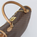 CELINE Macadam Canvas Hand Bag PVC Leather Brown Gold Auth 169099-6