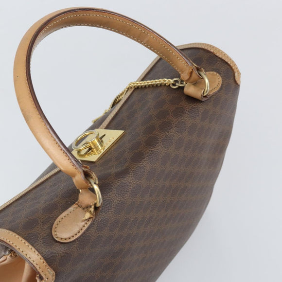 CELINE Macadam Canvas Hand Bag PVC Leather Brown Gold Auth 169099