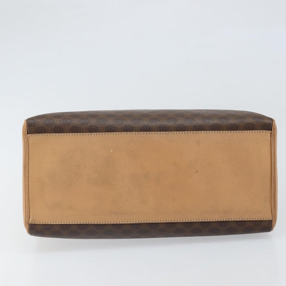 CELINE Macadam Canvas Hand Bag PVC Leather Brown Gold Auth 169099