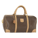 CELINE Macadam Canvas Boston Bag PVC Leather Brown Gold Auth 169100-1
