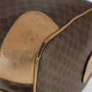 CELINE Macadam Canvas Boston Bag PVC Leather Brown Gold Auth 169100-8