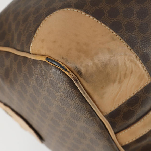 CELINE Macadam Canvas Boston Bag PVC Leather Brown Gold Auth 169100