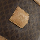 CELINE Macadam Canvas Boston Bag PVC Leather Brown Gold Auth 169100-19