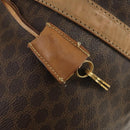 CELINE Macadam Canvas Boston Bag PVC Leather Brown Gold Auth 169100-10