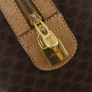 CELINE Macadam Canvas Boston Bag PVC Leather Brown Gold Auth 169100-20
