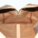 CELINE Macadam Canvas Boston Bag PVC Leather Brown Gold Auth 169100-21