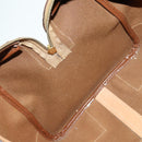 CELINE Macadam Canvas Boston Bag PVC Leather Brown Gold Auth 169100-22