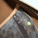 CELINE Macadam Canvas Boston Bag PVC Leather Brown Gold Auth 169100-23