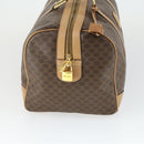 CELINE Macadam Canvas Boston Bag PVC Leather Brown Gold Auth 169100-4