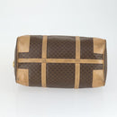 CELINE Macadam Canvas Boston Bag PVC Leather Brown Gold Auth 169100-5