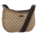 GUCCI GG Canvas Shoulder Bag Beige Silver 122790 Auth 169102-1