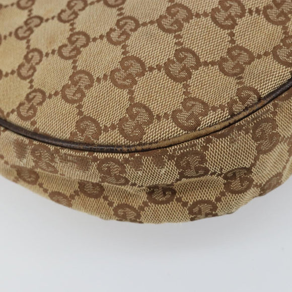 GUCCI GG Canvas Shoulder Bag Beige Silver 122790 Auth 169102