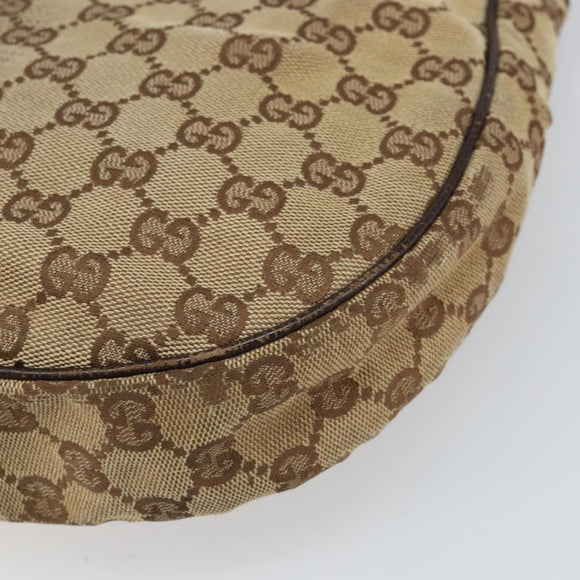 GUCCI GG Canvas Shoulder Bag Beige Silver 122790 Auth 169102