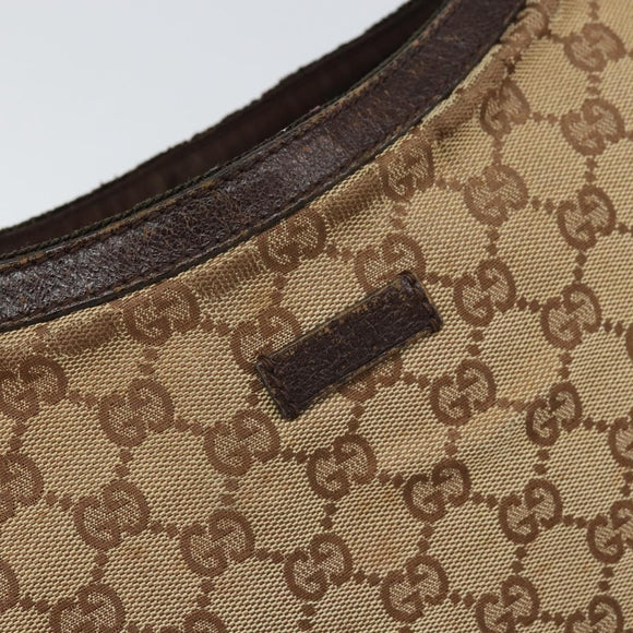 GUCCI GG Canvas Shoulder Bag Beige Silver 122790 Auth 169102
