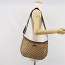 GUCCI GG Canvas Shoulder Bag Beige Silver 122790 Auth 169102-25