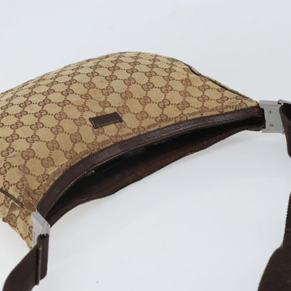 GUCCI GG Canvas Shoulder Bag Beige Silver 122790 Auth 169102