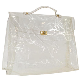 HERMES Vinyl Kelly Hand Bag Vinyl Clear Auth 169104