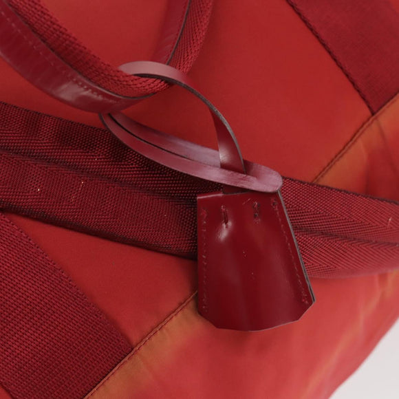 PRADA Boston Bag Nylon 2way Red Silver Auth 169109