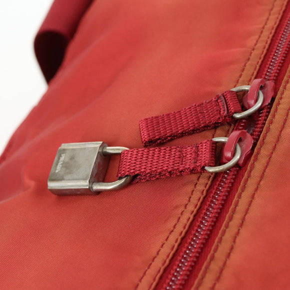 PRADA Boston Bag Nylon 2way Red Silver Auth 169109