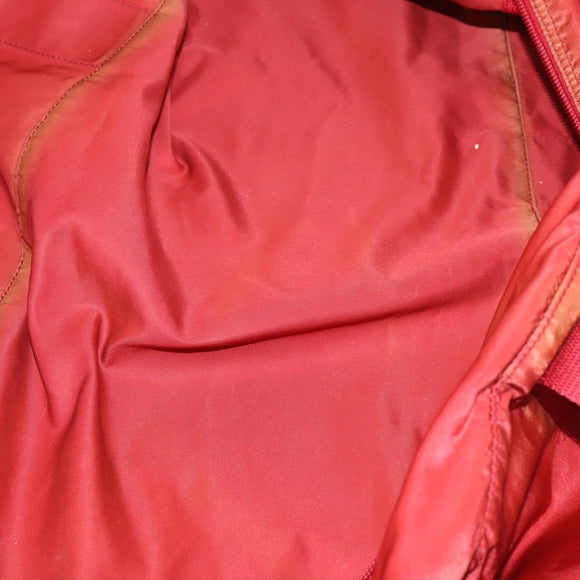 PRADA Boston Bag Nylon 2way Red Silver Auth 169109
