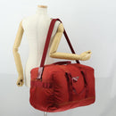 PRADA Boston Bag Nylon 2way Red Silver Auth 169109-25
