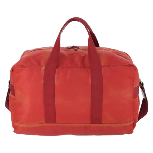 PRADA Boston Bag Nylon 2way Red Silver Auth 169109