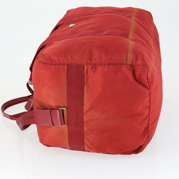 PRADA Boston Bag Nylon 2way Red Silver Auth 169109