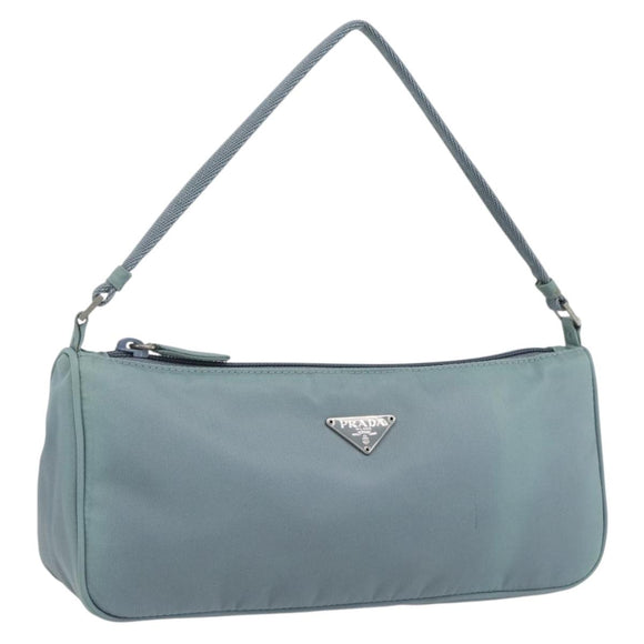 PRADA Accessory Pouch Nylon Light Blue Silver Auth 169111