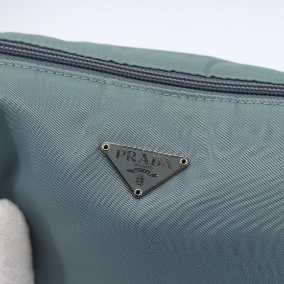 PRADA Accessory Pouch Nylon Light Blue Silver Auth 169111