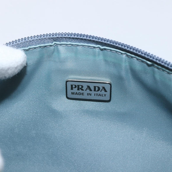 PRADA Accessory Pouch Nylon Light Blue Silver Auth 169111