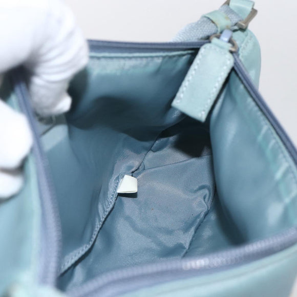 PRADA Accessory Pouch Nylon Light Blue Silver Auth 169111