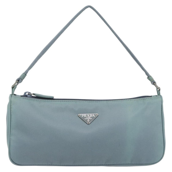 PRADA Accessory Pouch Nylon Light Blue Silver Auth 169111