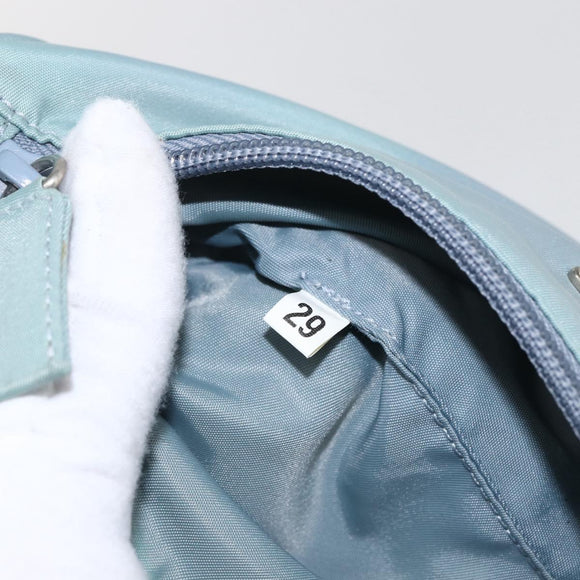 PRADA Accessory Pouch Nylon Light Blue Silver Auth 169111