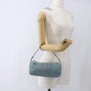 PRADA Accessory Pouch Nylon Light Blue Silver Auth 169111-21