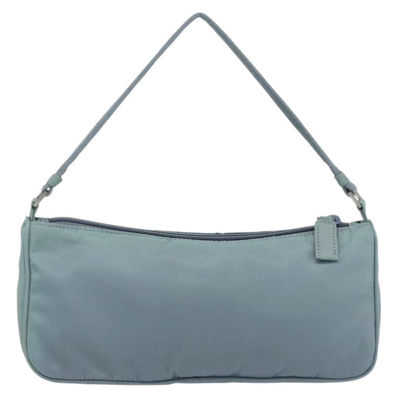 PRADA Accessory Pouch Nylon Light Blue Silver Auth 169111