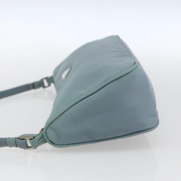 PRADA Accessory Pouch Nylon Light Blue Silver Auth 169111