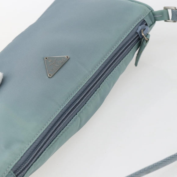 PRADA Accessory Pouch Nylon Light Blue Silver Auth 169111