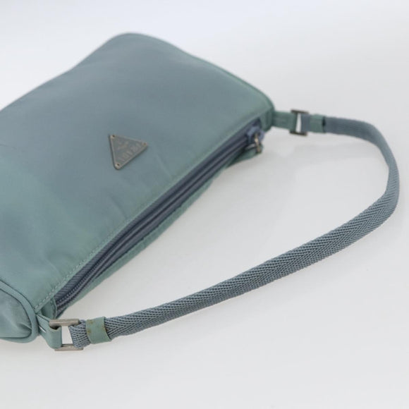 PRADA Accessory Pouch Nylon Light Blue Silver Auth 169111
