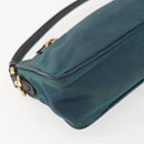 PRADA Accessory Pouch Nylon Green Gold Auth 169113-17