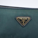 PRADA Accessory Pouch Nylon Green Gold Auth 169113-18