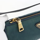 PRADA Accessory Pouch Nylon Green Gold Auth 169113-9