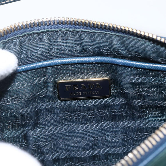 PRADA Accessory Pouch Nylon Green Gold Auth 169113
