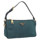 PRADA Accessory Pouch Nylon Green Gold Auth 169113-1
